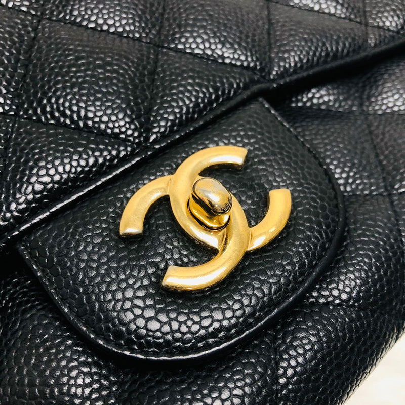 Classic Single Flap Jumbo Bag in Black Caviar with GHW