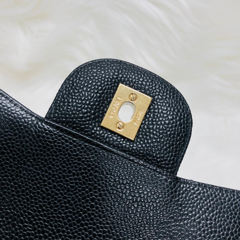 Classic Single Flap Jumbo Bag in Black Caviar with GHW
