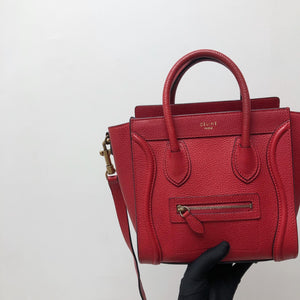 Red Leather Nano Luggage Tote