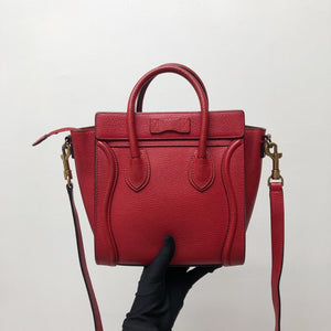 Red Leather Nano Luggage Tote