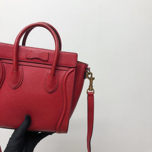 Red Leather Nano Luggage Tote