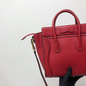 Red Leather Nano Luggage Tote