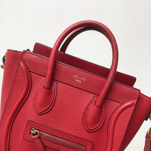 Red Leather Nano Luggage Tote