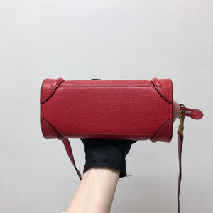 Red Leather Nano Luggage Tote