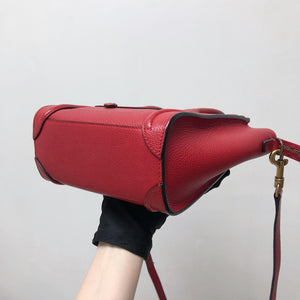 Red Leather Nano Luggage Tote