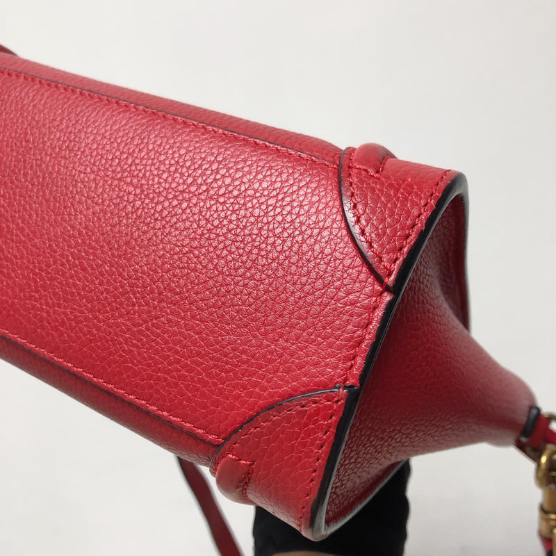 Red Leather Nano Luggage Tote