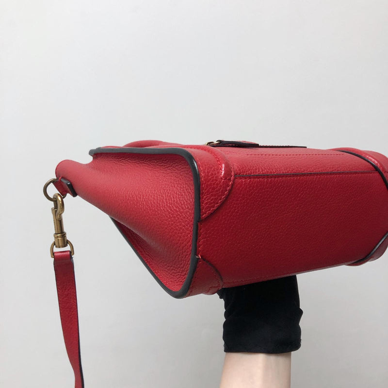 Red Leather Nano Luggage Tote