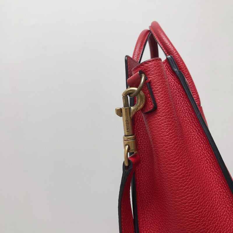 Red Leather Nano Luggage Tote