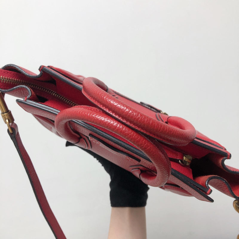 Red Leather Nano Luggage Tote