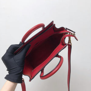 Red Leather Nano Luggage Tote