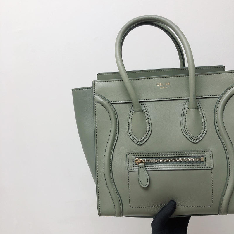 Mini Luggage in Smooth Calfskin Leather Tote - Almond