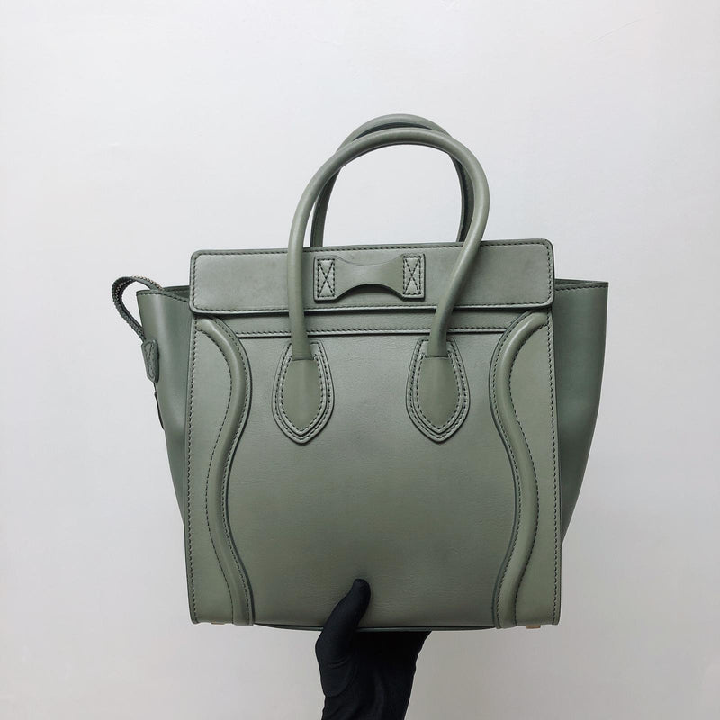 Mini Luggage in Smooth Calfskin Leather Tote - Almond