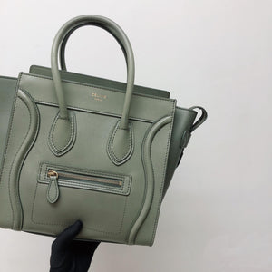 Mini Luggage in Smooth Calfskin Leather Tote - Almond
