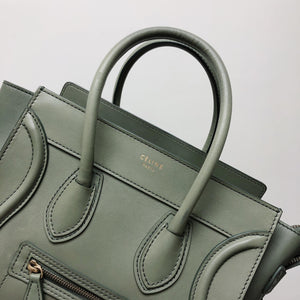 Mini Luggage in Smooth Calfskin Leather Tote - Almond