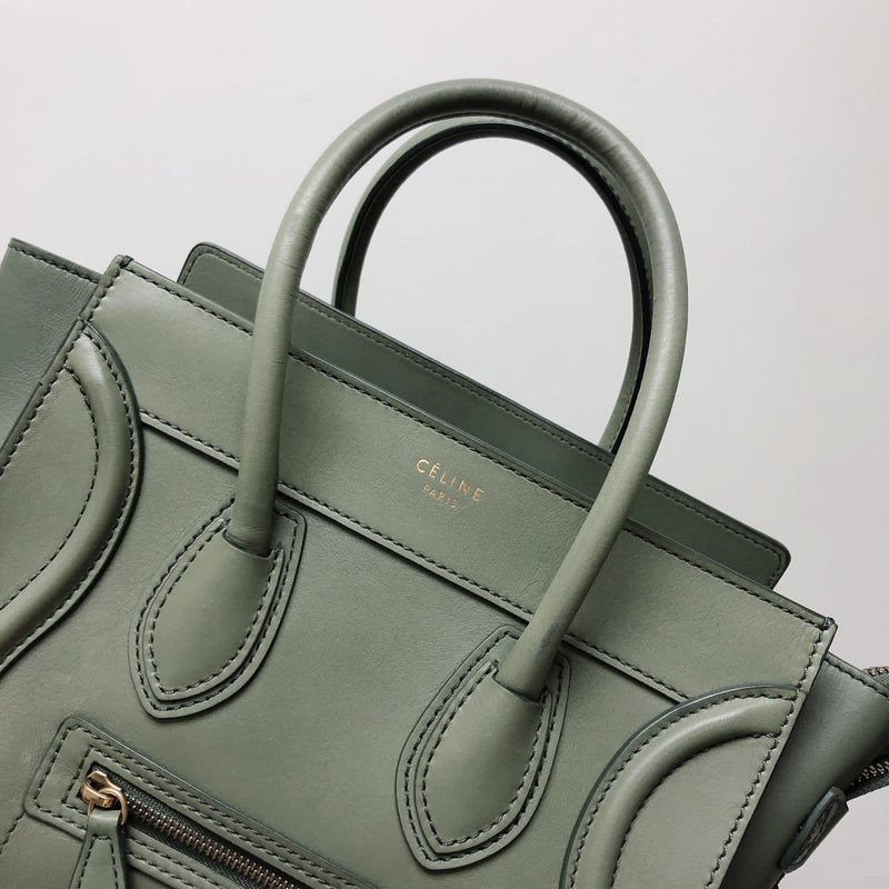 Mini Luggage in Smooth Calfskin Leather Tote - Almond