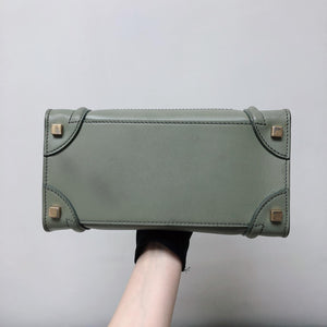 Mini Luggage in Smooth Calfskin Leather Tote - Almond