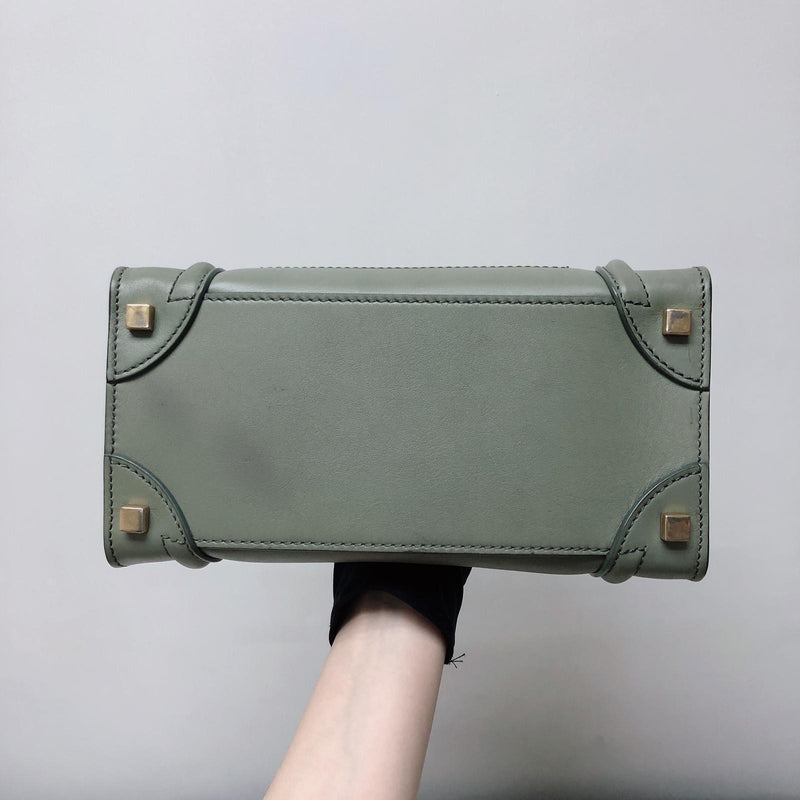 Mini Luggage in Smooth Calfskin Leather Tote - Almond