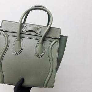 Mini Luggage in Smooth Calfskin Leather Tote - Almond