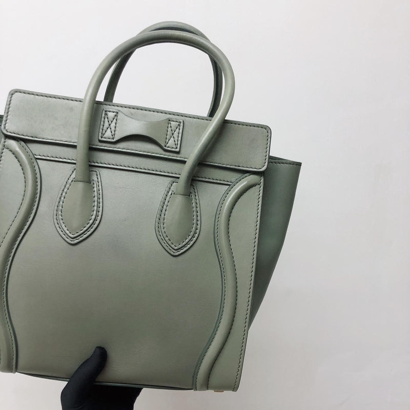 Mini Luggage in Smooth Calfskin Leather Tote - Almond