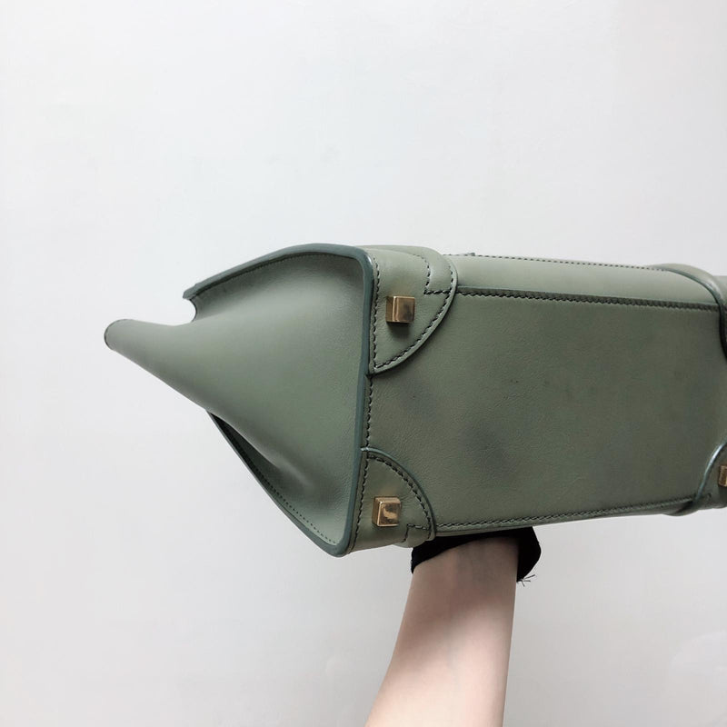 Mini Luggage in Smooth Calfskin Leather Tote - Almond