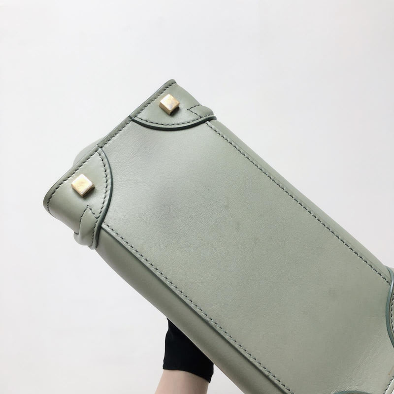 Mini Luggage in Smooth Calfskin Leather Tote - Almond