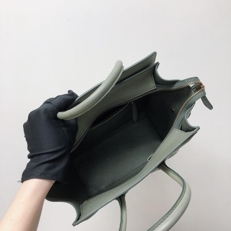 Mini Luggage in Smooth Calfskin Leather Tote - Almond