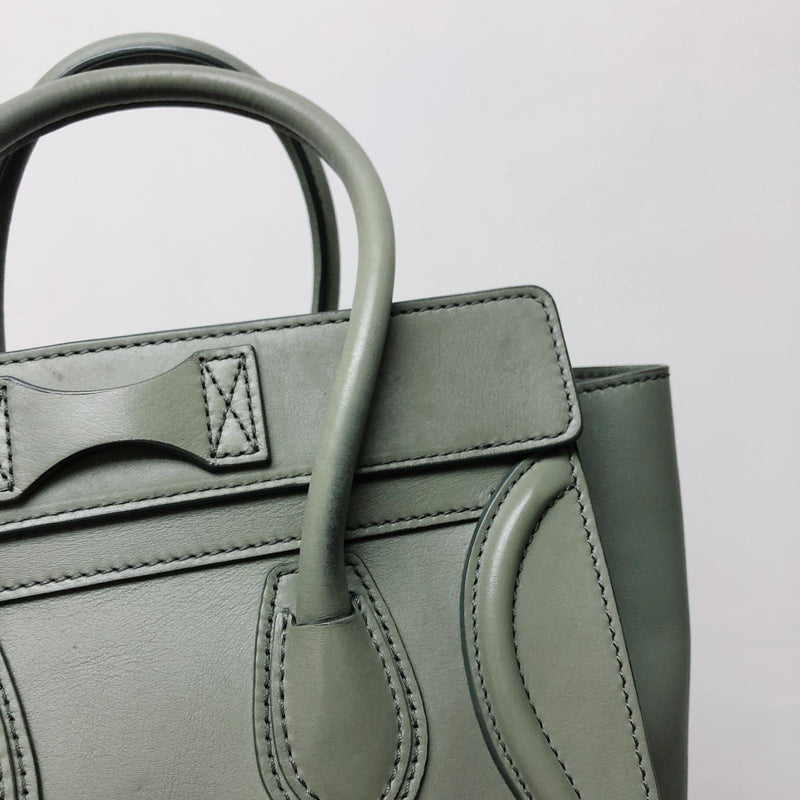 Mini Luggage in Smooth Calfskin Leather Tote - Almond