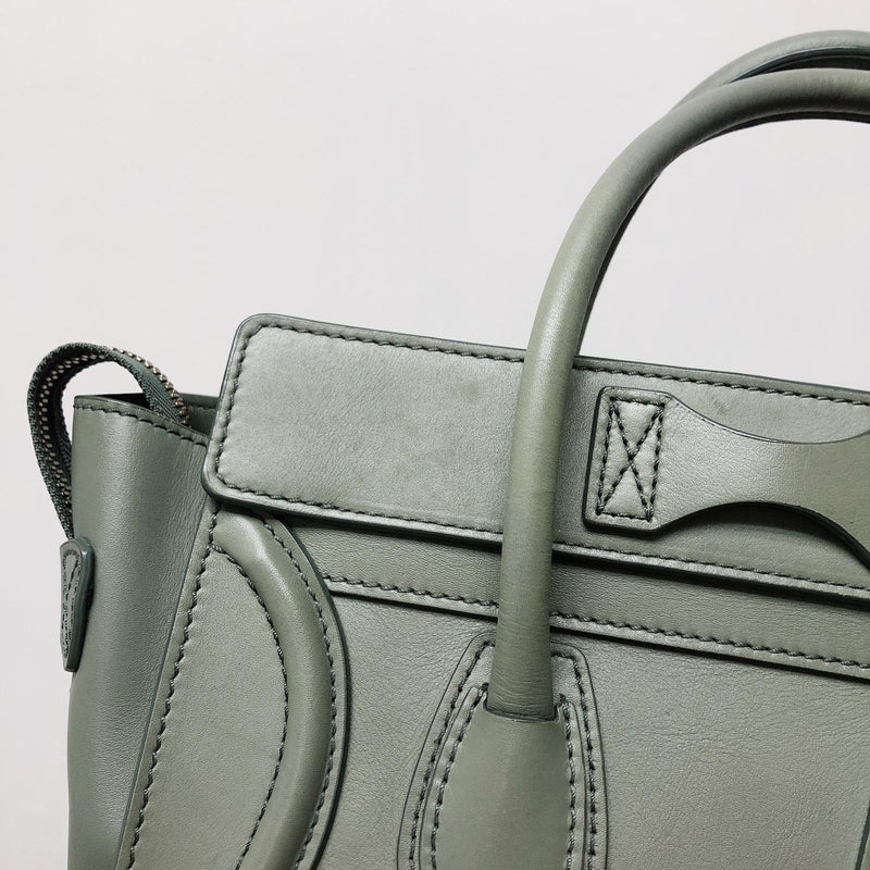Mini Luggage in Smooth Calfskin Leather Tote - Almond