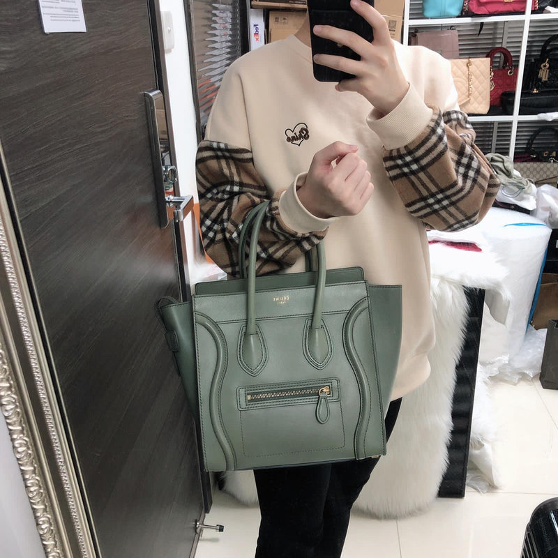 Mini Luggage in Smooth Calfskin Leather Tote - Almond