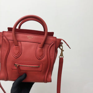 Red Leather Nano Luggage Tote