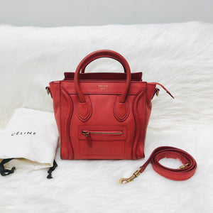 Red Leather Nano Luggage Tote