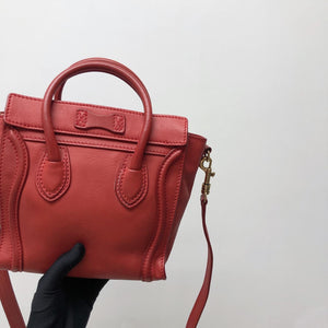 Red Leather Nano Luggage Tote