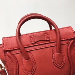 Red Leather Nano Luggage Tote