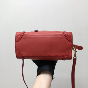 Red Leather Nano Luggage Tote