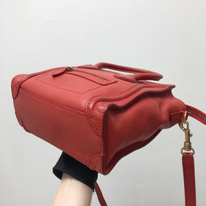 Red Leather Nano Luggage Tote