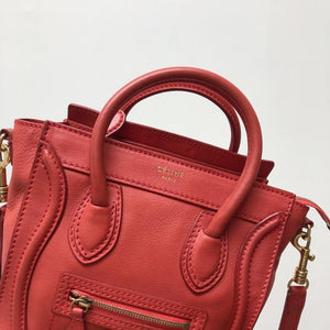 Red Leather Nano Luggage Tote
