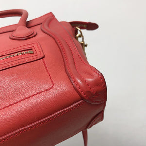 Red Leather Nano Luggage Tote