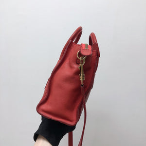 Red Leather Nano Luggage Tote