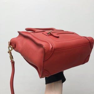 Red Leather Nano Luggage Tote