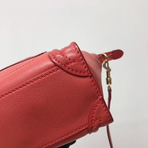 Red Leather Nano Luggage Tote