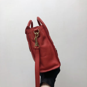Red Leather Nano Luggage Tote