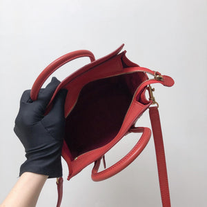 Red Leather Nano Luggage Tote