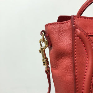 Red Leather Nano Luggage Tote