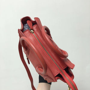 Red Leather Nano Luggage Tote