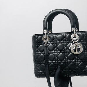 Classic Lambskin Medium Lady Dior Black SHW