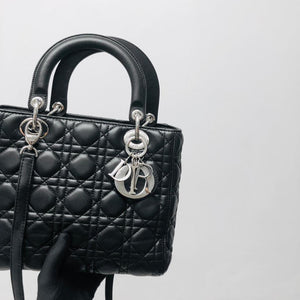 Classic Lambskin Medium Lady Dior Black SHW