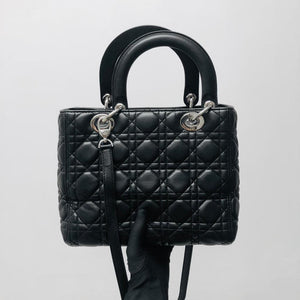 Classic Lambskin Medium Lady Dior Black SHW