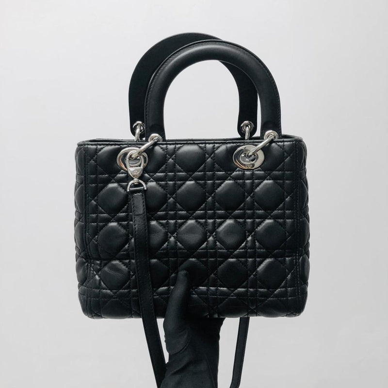 Classic Lambskin Medium Lady Dior Black SHW