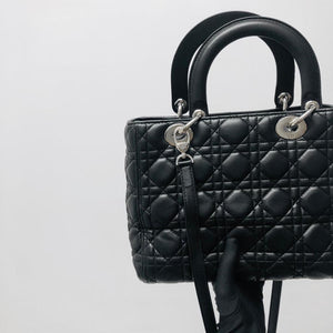 Classic Lambskin Medium Lady Dior Black SHW