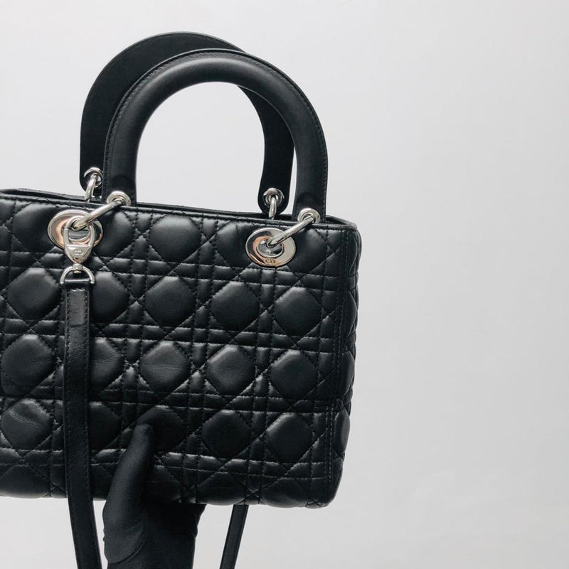 Classic Lambskin Medium Lady Dior Black SHW